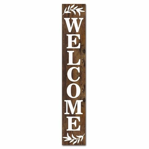 Geroclonup Willkommensschild aus Holz, vertikal für Haustür, stehend, Holzschild, Bauernhaus, Willkommensschild für Jahreszeiten, Frühling, Sommer, Herbst, Erntedankfest, Weihnachten, 20 x 160 cm