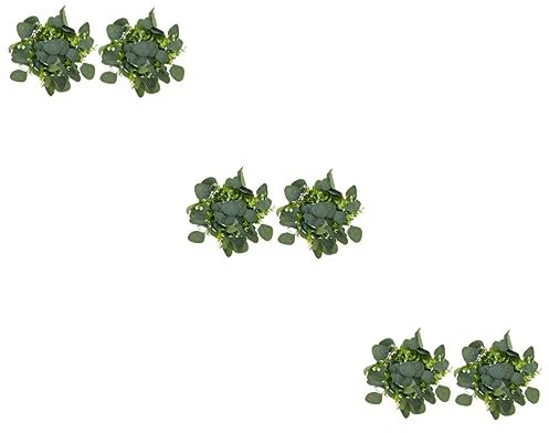 MUCKLILY 6stücke Mini Kerzenhalter Mit Künstlichem Eukalyptuskranz Frühlingsdekoration Für Esstisch Für Partys Und Besondere Anlässe Pflegeleicht Und Langlebig