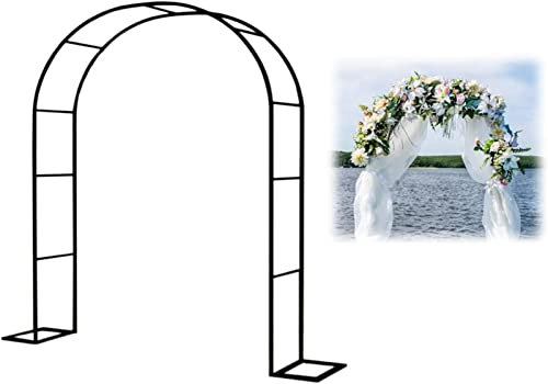 Jardin métal Arche, Jardin Archway Poudre Coated Acier Trellis pour Les Plantes grimpantes Roses Soutien Archway Décoration de Jardin, Arche De Mariage Métal,avec Socle,Noir,300x220x40CM