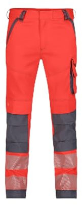 DASSY® Aruba Stretch-Warnschutzbundhose mit Kniepolstertaschen - maat 50 - NEONROT/ZEMENTGRAU