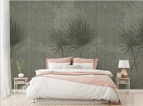 Fototapete Blumen 3D Tapeten 3D Effekt Wohnzimmer Schlafzimmer Vliestapete Neue Chinesische Einfache Tropische Wegerichblätter Natur Grau Graffiti Steinoptik Kinder Tapeten