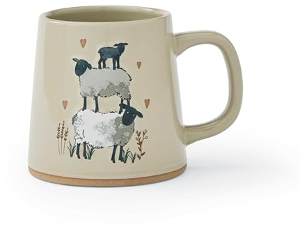Cooksmart British Designed Conical Coffee Mug | Ceramic Coffee Mugs for Home or Work | Large Mugs for Hot Drinks | Tea and Coffee Cups - Highland Sheep