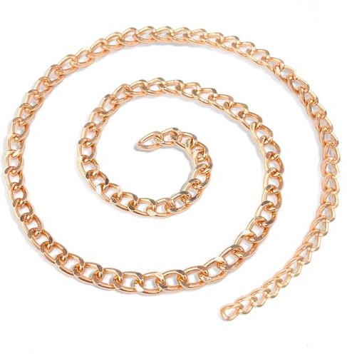 16.4 Feet/5m Aluminum Curb Chains Chain for Jewellery Making Twisted Links Cross Cable Chains Twisted Metal Chain for Jewellery Necklaces Belt Jeans or Bag Hanging Chain DIY