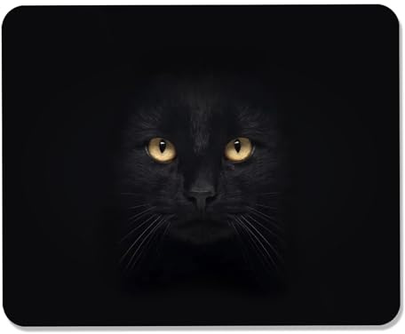 GLANDOTU Gaming Mauspad 260 x 210 × 3 MM - Mit Motiv Rutschfestem Gummiboden, Spezielle Oberfläche Für Verbesserte Geschwindigkeit und Präzision - Schwarze Katze