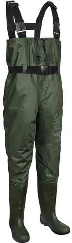 Croch Fishing Chest Waders with Boots Waterproof and Breathable Waders for Men and Women, Sizes EU 38-47/UK 5-14 (Green, UK 6 / EU39)