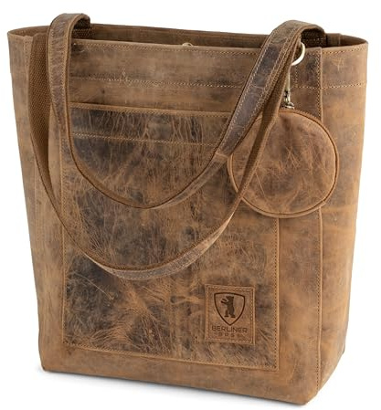 Berliner Bags Shopper Seville Vintage, Groß Henkeltasche aus Leder - Braun