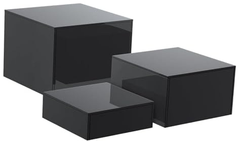 Milageto 3X Buffet Alzata Cubo Acrilico Espositore Nesting Alzata Collezionismo Mostra di Gioielli Espositore da Tavolo da Dessert Set per Il Compleanno di, Nero