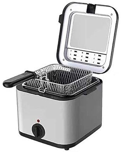 Friteuse Electrique avec Huile 2.5L 1000W - Mini Friteuse Électrique en Acier Inoxydable pour 2 Personnes avec Contrôle de Température et Poignée de Sécurité
