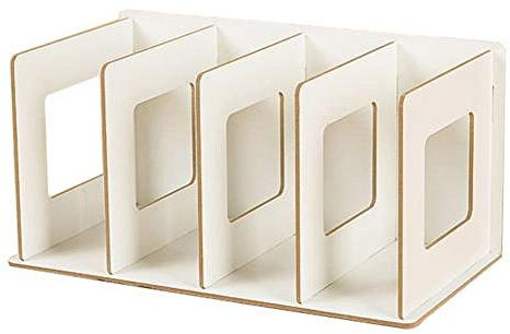 DIY Holzregal mit mehreren Ebenen, Aktenschrank, Schreibtisch-Organizer mit 4 Rastern in weißer Farbe, für Heimbüro oder Aufbewahrung von Kinderbüchern und Kleinteilen.