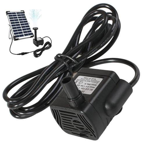 Pompes à étang solaire, pompes à eau solaire, DC 5.5V-12V 3W Mini pompes de fontaine solaire, 300L / h Pompes à eau silencieuse, distance de pulvérisation de 4,9 pieds pour l'aquarium, pas de panneau
