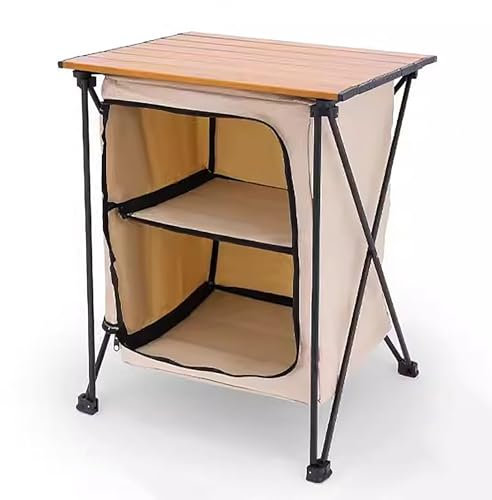 Klappbarer Campingtisch, Campingtisch, tragbarer Campingtisch, Campingtische, für Outdoor-Camping, Picknickbedarf, Bücher, Snacks und mehr zum Grillen und Angeln (Farbe: Beige)