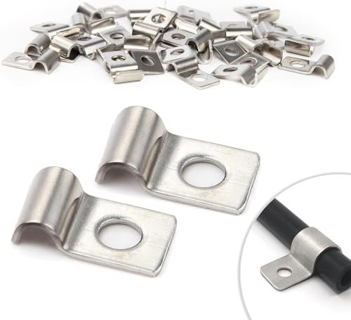 TenaLucy 50 Pezzi U-Fascette Stringitubo,Morsetto per Tubi Morsetti per Tubi Fissaggio per Tubi Collari per Tubi Fermacavi Ferma Cavi Foro Singolo,per Tubi del Gas Tubi Dell'acqua e Cavi (10MM)