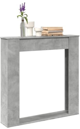 Homgoday Marco para chimenea gris cemento 100 x 20 x 100 cm de aglomerado, marco de chimenea, chimenea de suelo con marco y quemador, accesorios para chimenea, marco de madera
