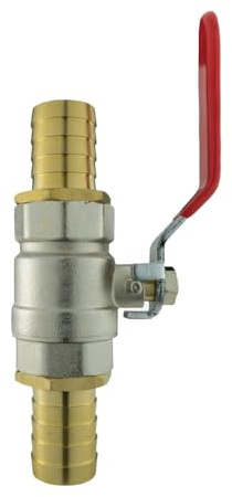 Full-Flow Inline Metal Lever Valve with Brass Barbed Hosetails – 1/2, 3/4, & 1 for Garden, Irrigation, and Plumbing Applications (19mm (3/4))