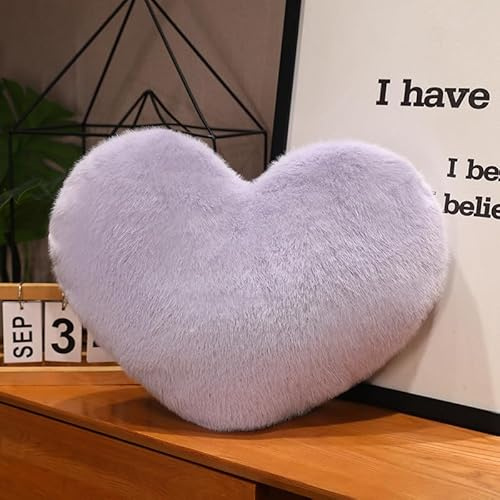 Boriad Herzkissen, kuschelkissen für Room Decor clean Girl，Zierkissen Aesthetic für Schlafzimmer，süße Kissen für Zimmer deko，Flausch Plüsch Sofakissen， Dekokissen，Lila,45cm