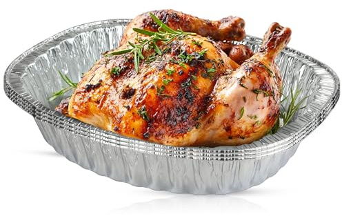 CHEF ROYALE 50x Takeaway Containers with Lids - 9 x 9, 2 inches Deep Foil Food Storage Containers - Disposable Foil Trays Containers - Ideal for Baking, Cooking Meal Prep, Re-usable (50)