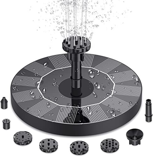 AISITIN Fontana Solare da Giardino Esterno, Aggiornato Pompa Solare per Fontana, da Esterno Kit Pompa per Fontana Solare con 6 Effetti Ugelli per Laghetto, Piscina, Vaso dei Pesci e Bagno per Uccelli
