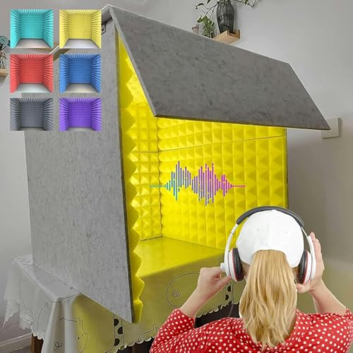 Sound Proof Box Portable Sound Recording Vocal Booth Box, Microphone Isolation Booth Box, Isolation Shield, Home Studio Booth, Vocal Absorbing Shield (Blue)