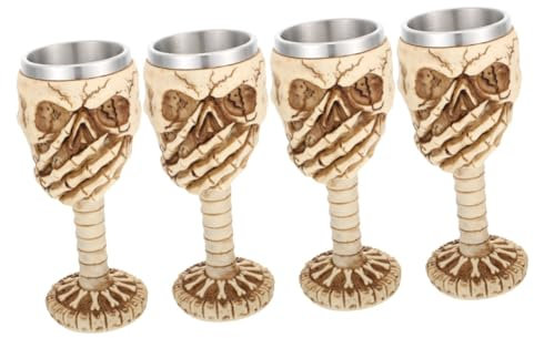 Cabilock 4 Tazas De Acero Inoxidable Con Esqueleto Humano Bonitas Tazas De Agua Con Forma De Huesos De Terror Copas De Vino De Halloween Copas De Vino Hydro Gothic Tazas De Café Tazas