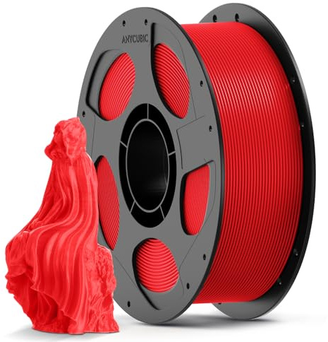 ANYCUBIC Refill PLA und Spool Kit 1KG Rot, 1,75mm Filament 3D-Druckmaterialien mit Hoher Fließfähigkeit, Neatly Wound, Intelligente Identifikation