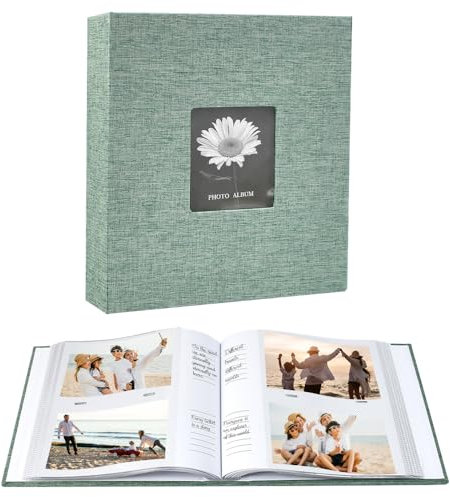 WEFHEF Fotoalbum zum Einstecken 10x15, 100 Seite 200 Fotos, Großes Selbstklebendes Fotoalbum Leinen Photoalbum Einsteckalbum Einsteckalben mit Frontfenster für Hochzeit, Familie, Baby, Urlaub