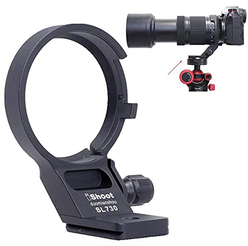iShoot Objektivkragen Stativhalterungsring kompatibel mit Panasonic Lumix S 70-300 f/4.5-5.6 Makro OIS, Objektivstützhalterung unten ist Arca-Swiss Fit Kamera Schnellwechselplatte für Arca Fit Klemme