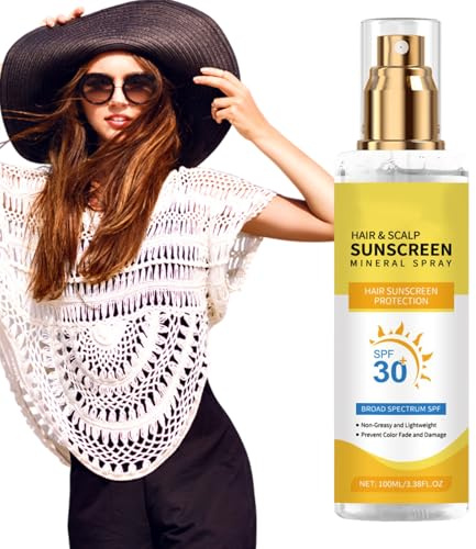 Hair Sunscreen, 100 ml Scalp Protector, Beach Sunblock Color Fade, UV Rays Protection, Travel Size Skin Care, Moisturizing Hair and Scalps Treatments for Dryness