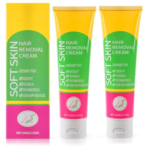 Enthaarungscreme für Gesicht, Haarentfernungscreme, Hair Removal Cream, Achseln & Intimbereich 2x100g – Schnell, Schmerzfrei & Langanhaltend