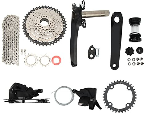 Baxnore Groupe de vélos à 8 Vitesses, 42 T Crankset de Volant Creux, Système de Changement de Vitesse à vélo Complet avec Levier de Vitesses arrière pour la Modification du vélo de Route (34t)
