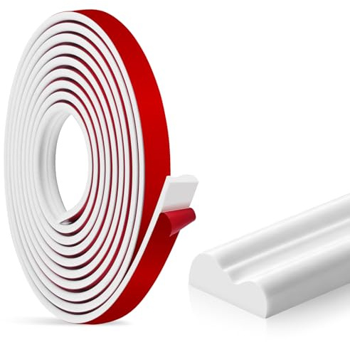 Self Adhesive Dado Rail 3m, Peel and Stick Flexible Moulding Trim, Decorative Wall Trim for Wall Panels, Chair Rail Molding, Cabinets, Doors, Tiles & Countertops, White PVC