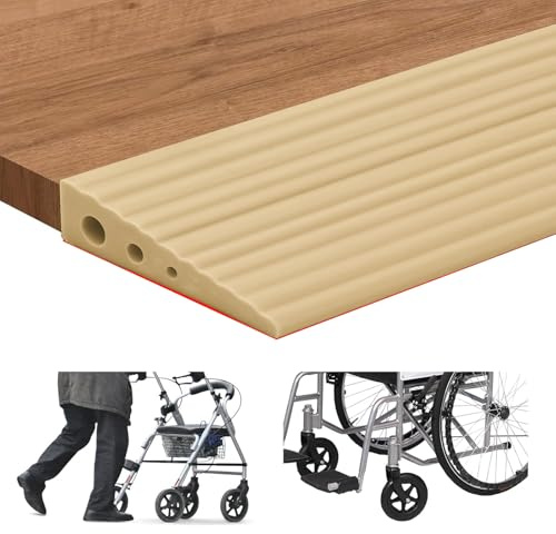 Rampa de umbral de puerta, rampa de umbral autoadhesiva de goma maciza, carga 800 kg, rampa para silla de ruedas, aspiradora, robot, cochecito o scooter eléctrico (amarillo, 2,5 cm de altura-6,5 cm de
