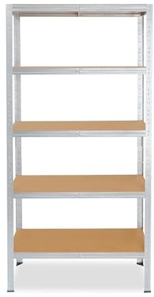 sinlikon Scaffali in Metallo per Garage.Portante 875 KG.Scaffale Salvaspazio 5 Ripiani Regolabili, Senza Viti