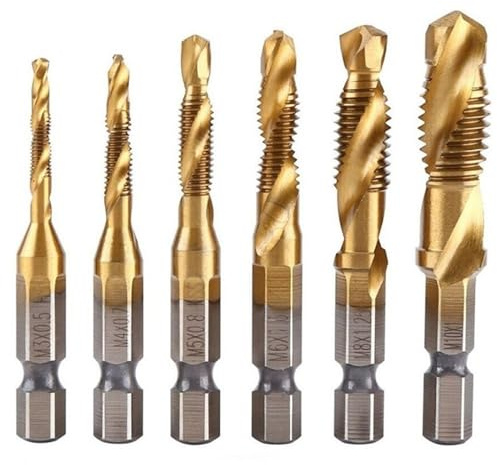 WBTAJZHY Juego de Brocas for machos de roscar HSS con Revestimiento de Titanio, vástago Hexagonal, Rosca for máquina de atornillar, machos de roscar compuestos M3, M4, M5, M6, M8 y M10.(M3)