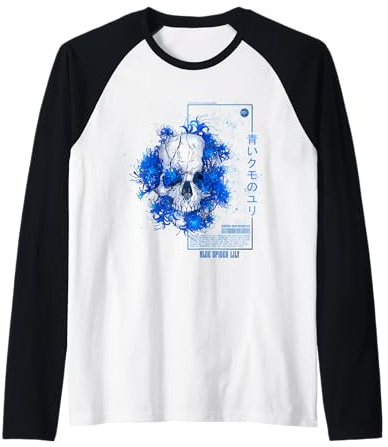 Bulbi Giglio Ragno con Vaporwave Skull Flower Estetica Retro Maglia con Maniche Raglan