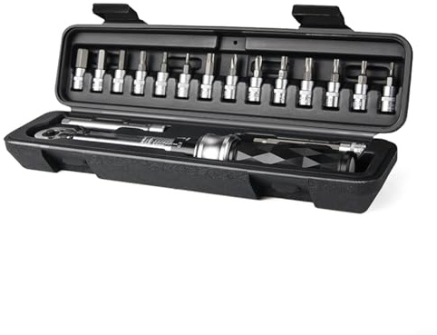 GANCEI Llave dinamométrica de bicicleta 18 en 1 Juego de herramientas de reparación de bicicletas para bicicletas de montaña y carretera con múltiples adaptadores, construcción de acero, color negro