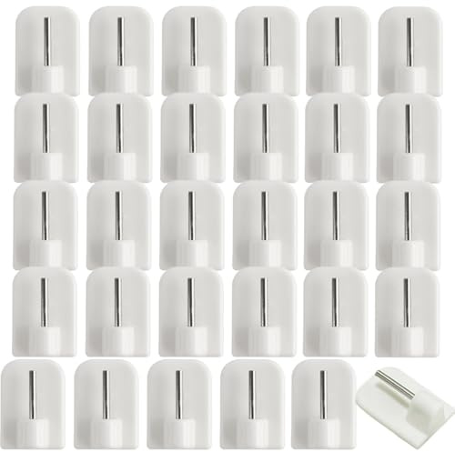 Lxtness 30 ganci autoadesivi per tende, ganci adesivi per finestre, ganci autoadesivi in plastica, ganci adesivi per tende, ganci adesivi senza foratura, colore bianco