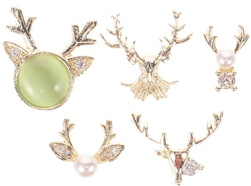 Ipetboom 5 Piezas Adornos para Uñas Navideñas de Metal Gemas para Uñas de Mujer Decoración de Manicura Navidad DIY