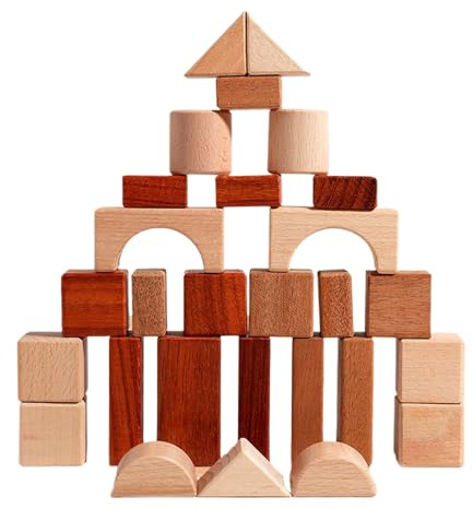 Generisch Ensemble de blocs de construction en bois | Jouets pour enfants d'âge préscolaire - Jeu d'empilage - Pour enfants de 5 à 7 ans et filles - Pour la maison, la crèche, la maternelle, l'école