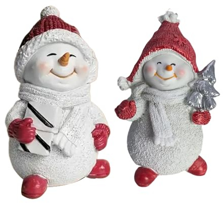 Zunetsutock Figure di Bambole di Neve - Coppia Decorativa in Resina, di Natale Decorazione Interni, Casa, Ufficio, Cucina E Soggiorno, Dettagli Invernali, Me