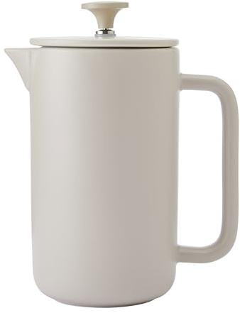 La Cafetière Arezzo 8 Cup 1L Stoneware Cafetière, Heat Resistant French Press with Easy-Grip Plunger, Latte