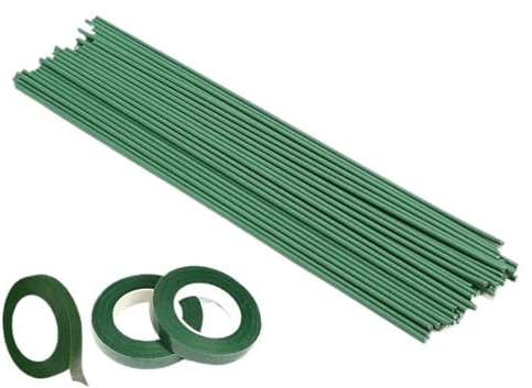 HNULGVI Blumendraht 2 mm grüne Blumenstiele for künstliche Blumenstangen for Selbermachen von Hochzeiten und Gestecken für Heimwerker(50pcs)