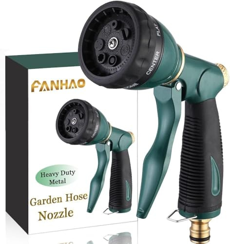 FANHAO Pistola Manguera de Jardín,Pistola de riego 100% resistente de metal con 7 Modos Ajustables,Para riego de plantas, lavado de coches y mascotas