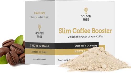 Golden Tree Slim Coffee Booster, 15 sobres | Complemento alimenticio para café, Con extracto de té verde, extracto de café verde, L-carnitina y picolinato de cromo