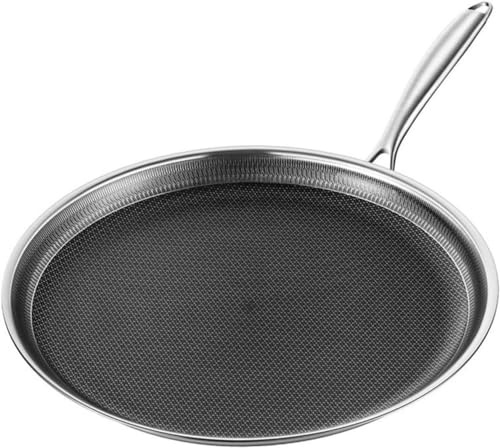 CLMJHG Sartenes de Cocina Sartén Sartén de Acero Inoxidable Antiadherente Sartén para bistec doméstico Corteza de Pastel Sartén para panqueques Cocina de inducción Estufa Sartén Antiadherente