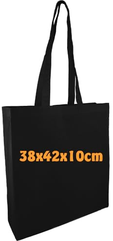 Cottonbagjoe Baumwolltasche 38x42x10 cm mit Bodenfalte – große Stofftasche mit langen Henkeln, stabiler Beutel für Einkauf, Alltag oder DIY