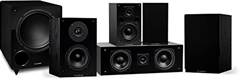 Fluance Elite High Definition Compact Surround Sound Home Theater 5.1 Channel Speaker System Including 2-Way Bookshelf, Center Channel, Rear Surrounds and DB10 Subwoofer - Black Ash (SX51BC)