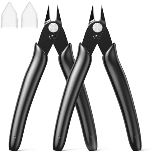 Jewelry Pliers Craft Wire Cutters Diagonal Flush Cutters 5 Black 2-Pack