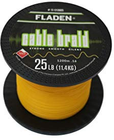 Fladen Maxximus Cable Braid, 1200m geflochtene Schnur, Schwarz oder Gelb, Durchmesser 0,10mm-0,30mm, Tragkraft 5,4kg (12lb) - 22,7kg (50lb) (Gelb - 0,13mm - 8,0kg - 18lb, 1200)
