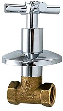 Weirun Messing 1/2 Zoll IPS oder G1/2 Unterputz-Wasserdusche Home Sanitär Absperrventil, gerades Ersatzteil mit Kreuzgriff, 1 Stück, Chrom