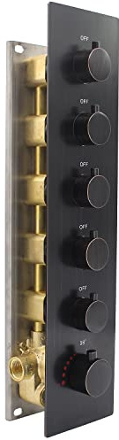 Can Run All Functions Together 5-Way Shower Diverter Valve Kit, HOMEDEC Concealed Brass Thermostatic Mixer Valve Handles Control Outlets Shower Flow(Oil Rubbed Bronze, Vertical installation)